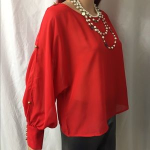 ❤️ Fashion Exit Red sheer blouse medium